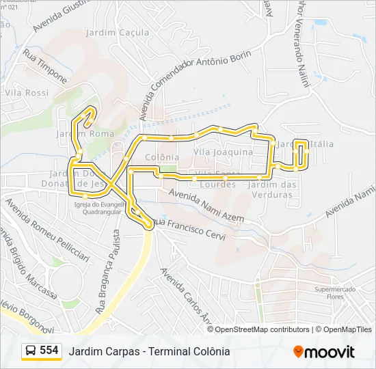 554 Bus Line Map