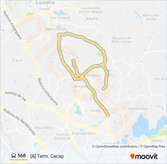 Mapa da linha 568 de ônibus