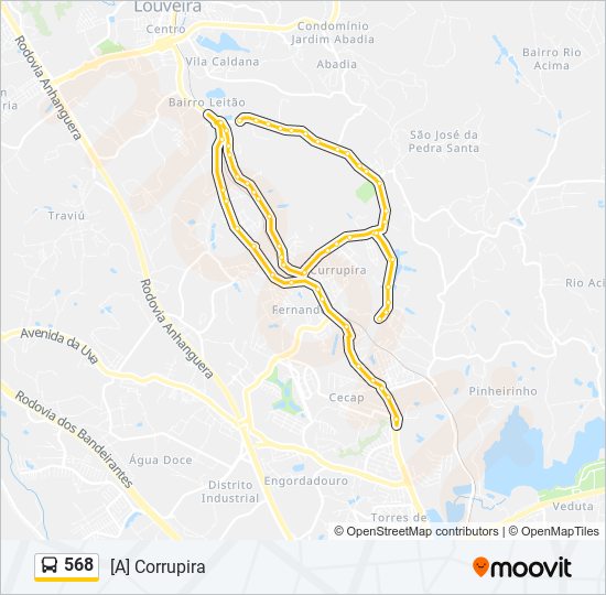 Mapa da linha 568 de ônibus