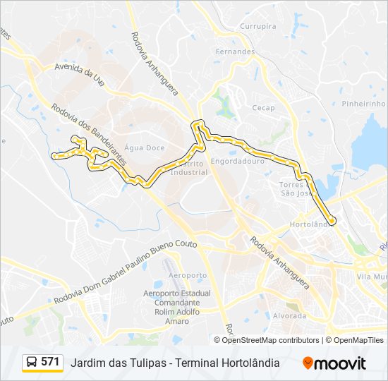 Mapa da linha 571 de ônibus