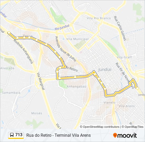 Mapa da linha 713 de ônibus