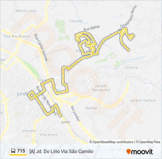 Mapa da linha 715 de ônibus