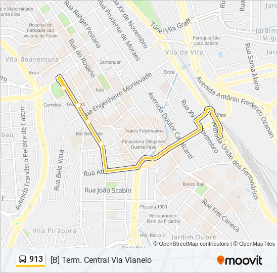 Mapa de 913 de autobús