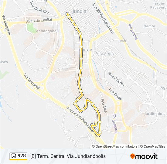 Mapa de 928 de autobús