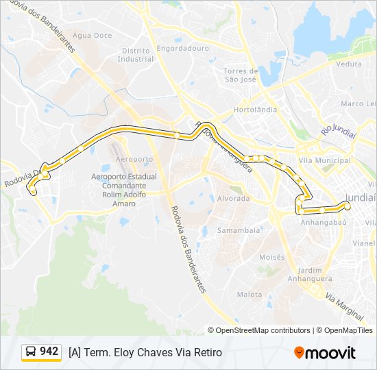 Mapa da linha 942 de ônibus