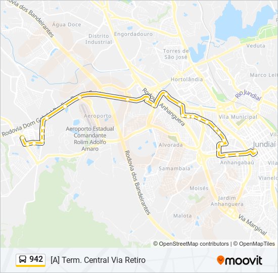 Mapa da linha 942 de ônibus