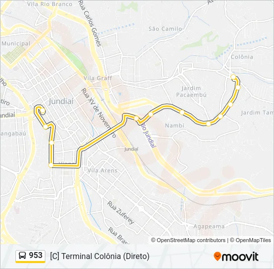 953 Bus Line Map