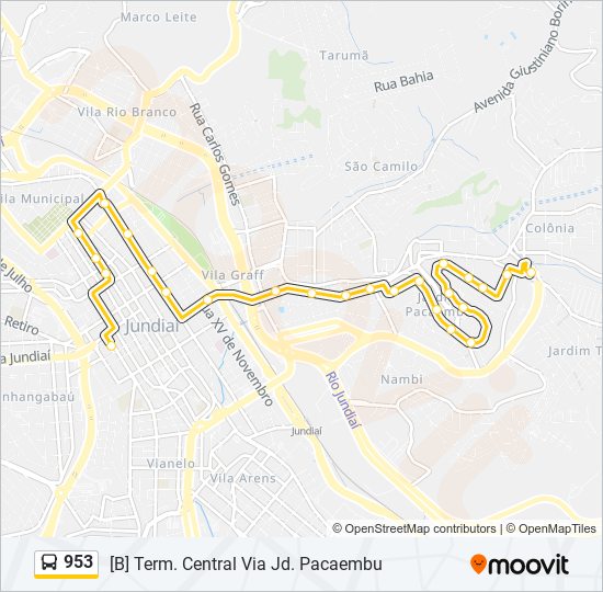 Mapa da linha 953 de ônibus