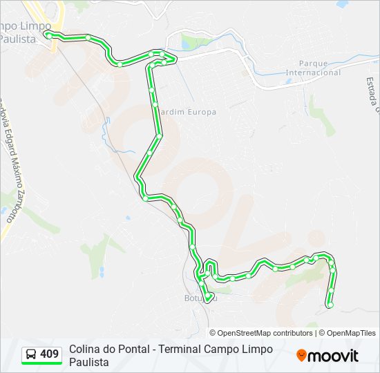 Mapa de 409 de autobús