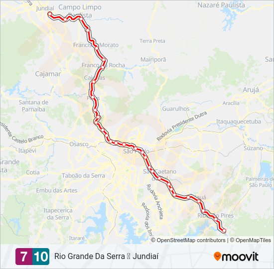 Rota da linha 710 horários, paradas e mapas Rio Grande Da Serra Jundiaí (Atualizado)