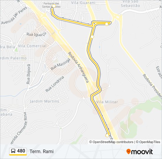 Mapa da linha 480 de ônibus