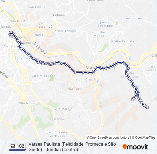 Mapa de 102 de autobús