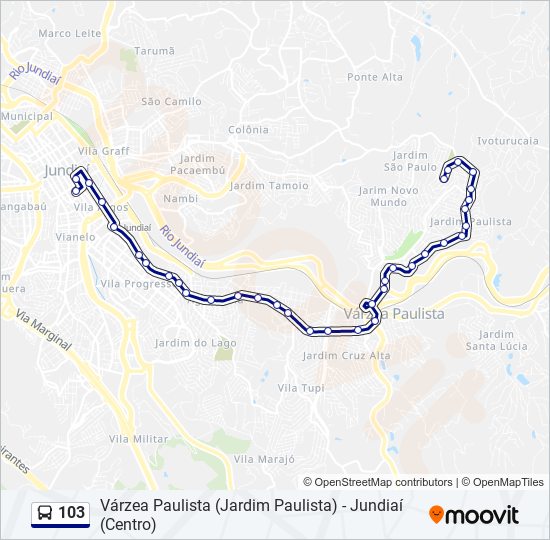 Mapa da linha 103 de ônibus