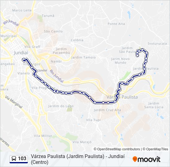 Mapa da linha 103 de ônibus