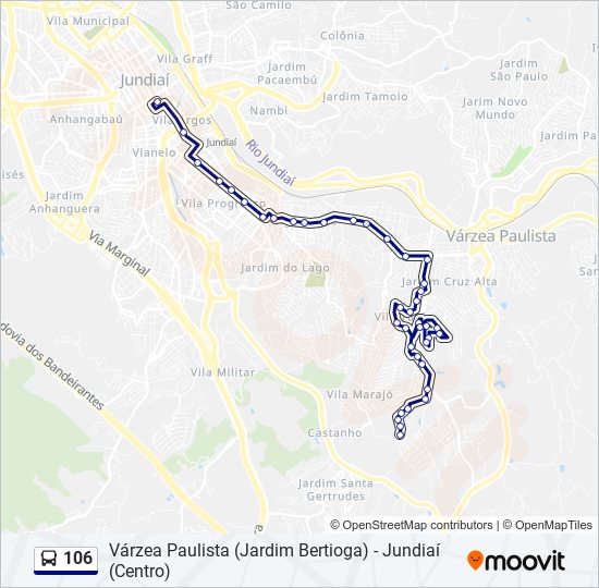 Mapa da linha 106 de ônibus