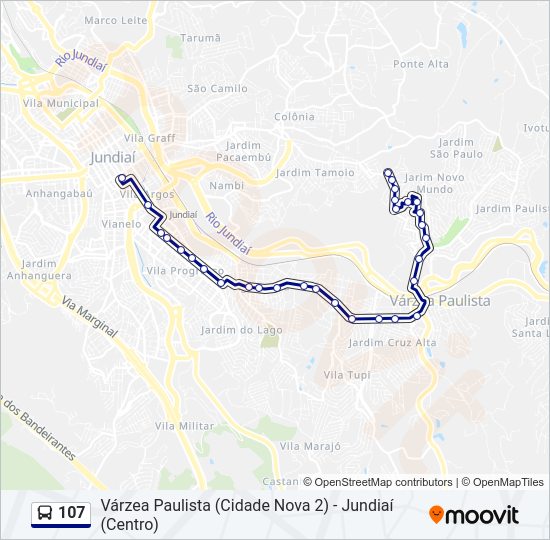 Mapa da linha 107 de ônibus