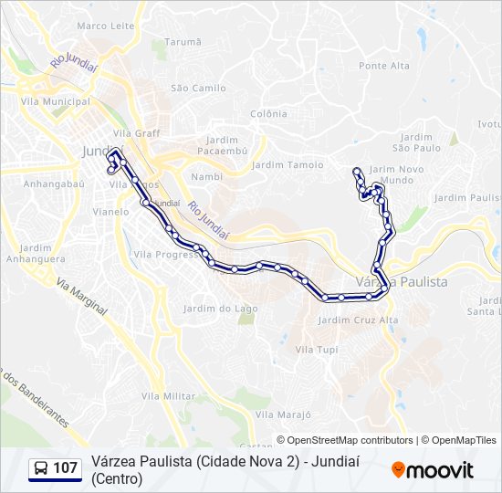 Mapa da linha 107 de ônibus