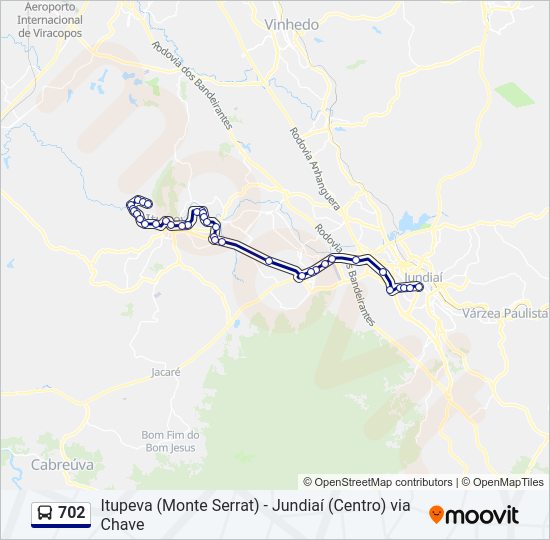 Mapa da linha 702 de ônibus