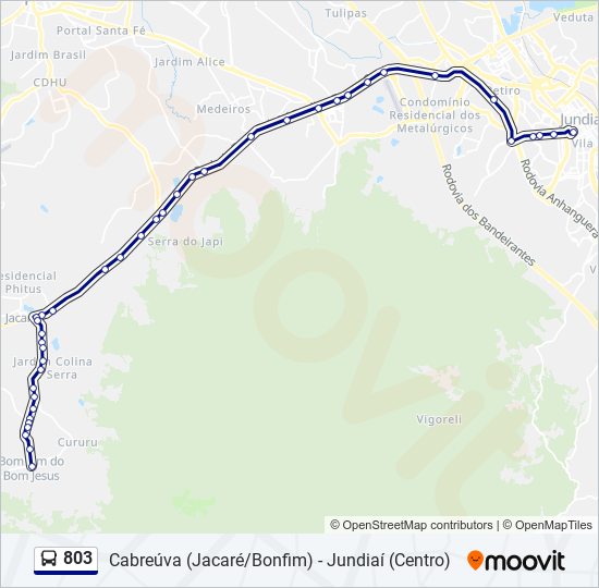 Mapa da linha 803 de ônibus