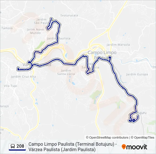 208 Bus Line Map