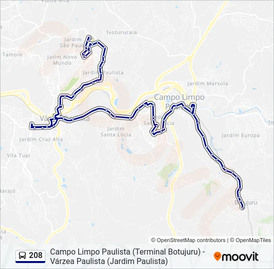208 Bus Line Map