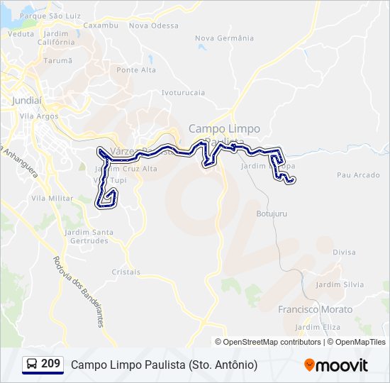 Mapa de 209 de autobús