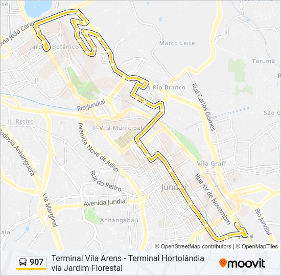 Mapa da linha 907 de ônibus