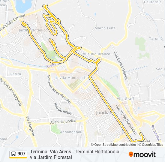 Mapa da linha 907 de ônibus