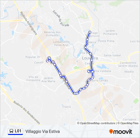 Mapa da linha L01 de ônibus