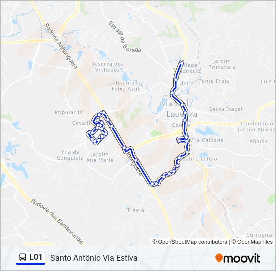 Mapa da linha L01 de ônibus