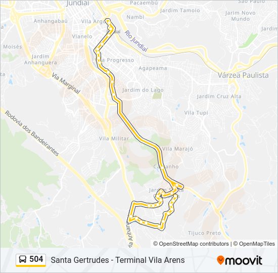 Mapa da linha 504 de ônibus