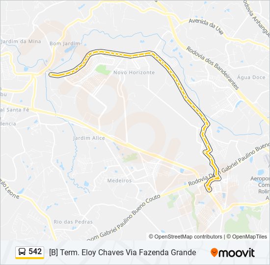 Mapa da linha 542 de ônibus