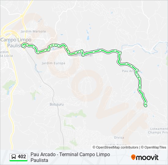 Mapa da linha 402 de ônibus