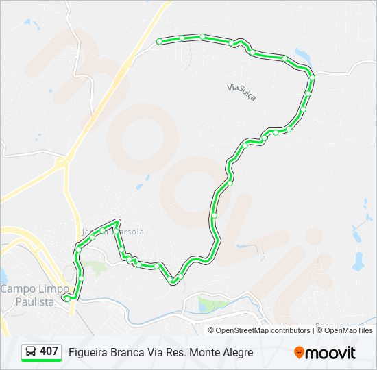 Mapa da linha 407 de ônibus