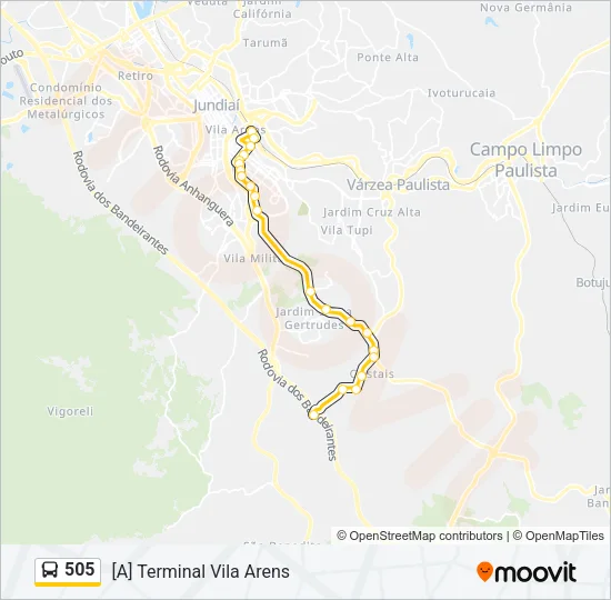 505 Bus Line Map