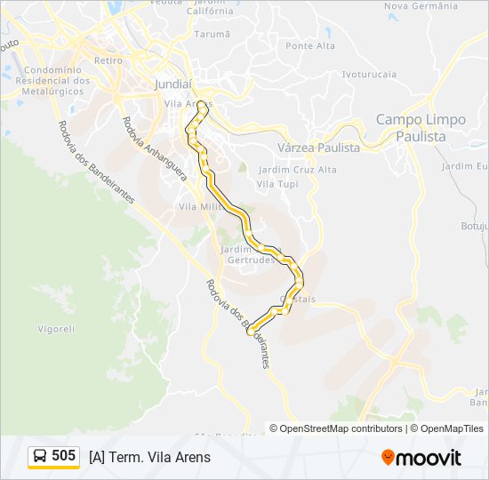 Mapa de 505 de autobús