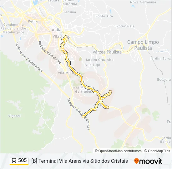 505 Bus Line Map