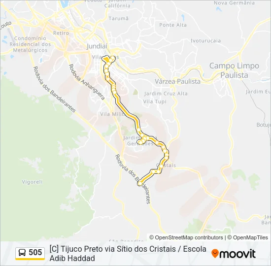 505 Bus Line Map