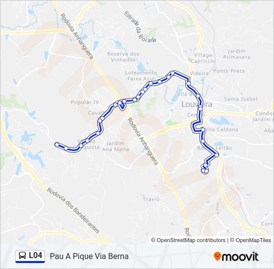 Mapa da linha L04 de ônibus