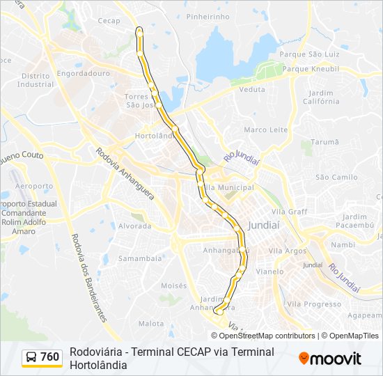 Mapa de 760 de autobús