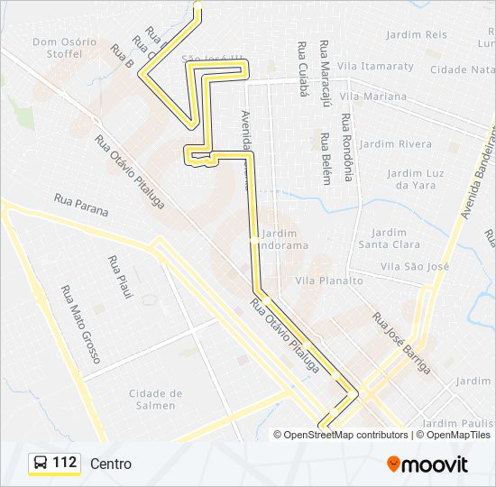 Mapa da linha 112 de ônibus