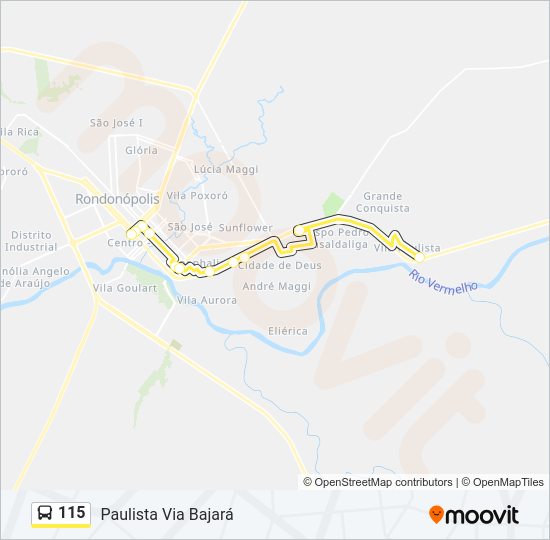 Mapa da linha 115 de ônibus