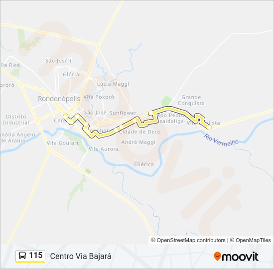 Mapa da linha 115 de ônibus