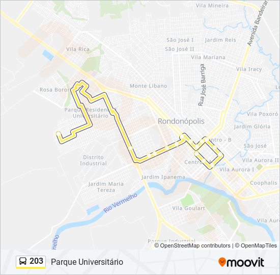 Mapa de 203 de autobús