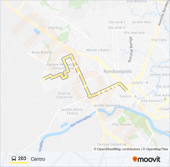 Mapa de 203 de autobús