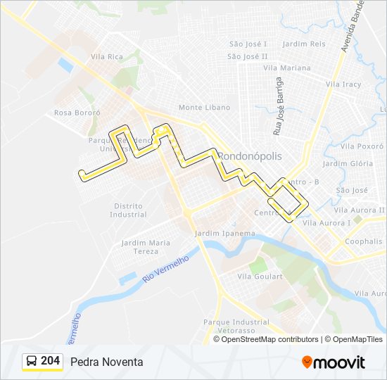 Mapa de 204 de autobús