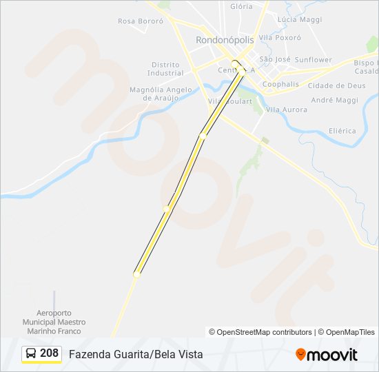 Mapa de 208 de autobús