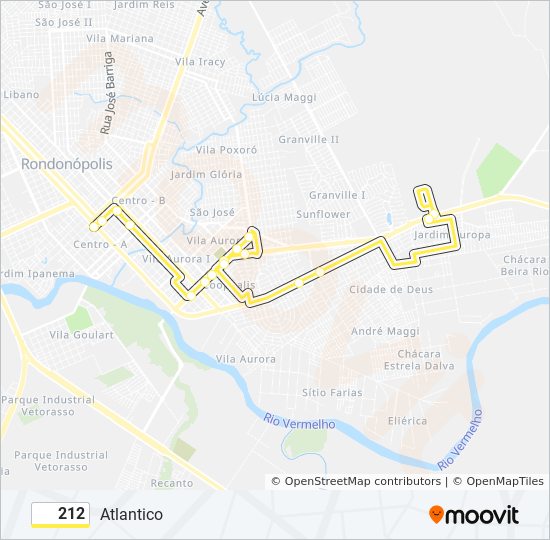 Mapa da linha 212 de ônibus