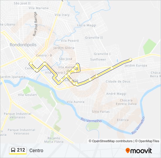 Mapa da linha 212 de ônibus