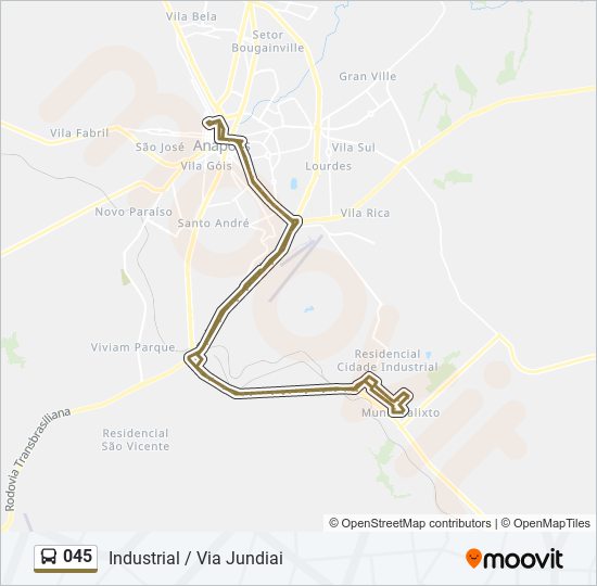 Mapa da linha 045 de ônibus